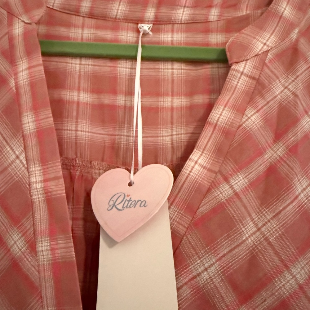 Pink Plaid Ruffle Hem Tunic Dress - Picture 5 of 5